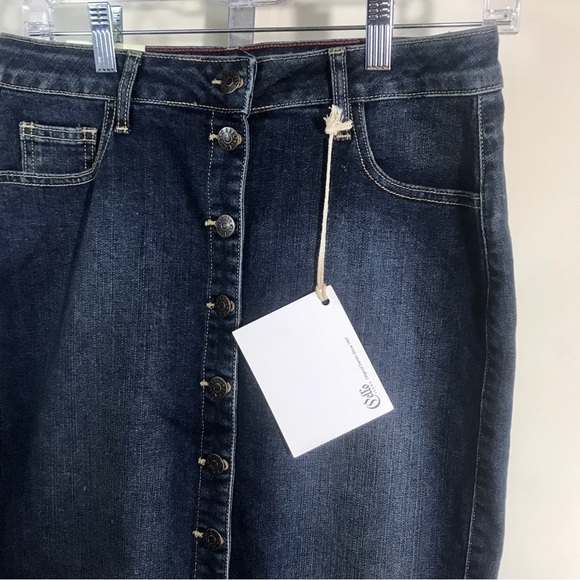 CELLO JEANS Blue Denim Jean Mid Length Button Front Straight Skirt Size M New! - Picture 2 of 15